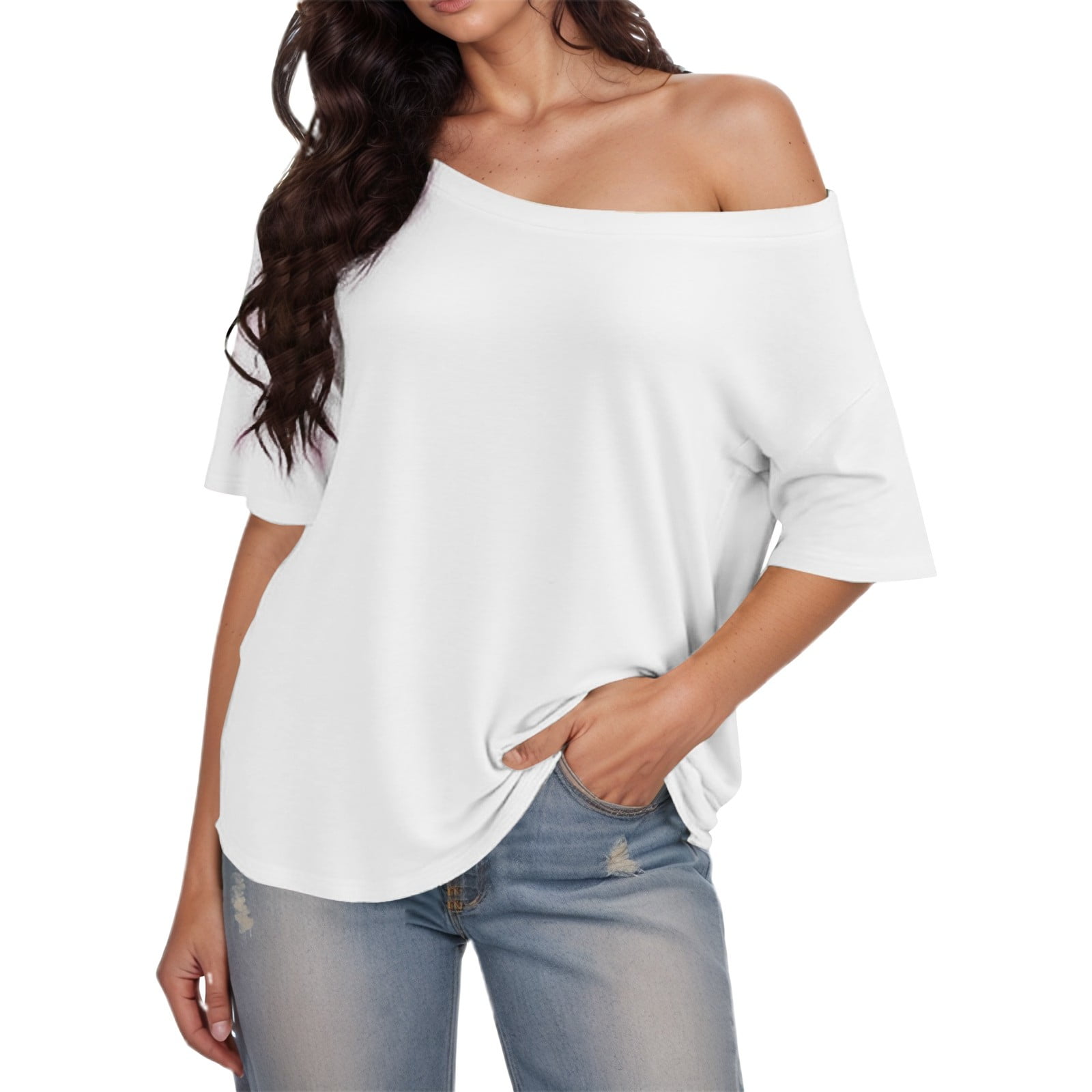 Zszcpp Summer Tops For Women 2025 T Shirts Off Shoulder Short Sleeve T ...