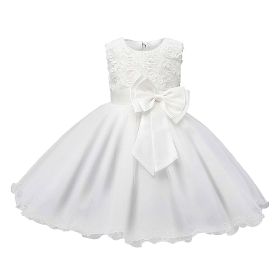 Zszcpp Sundress For Infant Girl Rose Party Tutu Round Neck Evening Gown Performance Sleeveless Casual Dresses