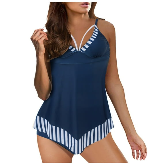 Zszcpp Swimsuit Women Bathing Suits Conservative Striped Print Spaghetti Strap Hot Spring Latest One Piece Plus Size Swimwear Young Adult Swimsuits