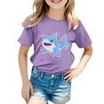thumbnail image 1 of Zszcpp Toddler Girl Graphic Teens Short Sleeve Leisure Cool T Shirt Lovely Comfy Shark Ocean Tee Round Neck Blouse Kids Going Out Tops, 1 of 3