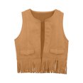 thumbnail image 1 of Zszcpp Toddler Girl Tank Top Sleeveless Performance Western Cow Vest Tassel Fringe Waist Coat Party Blouse Girls Casual Tops, 1 of 4