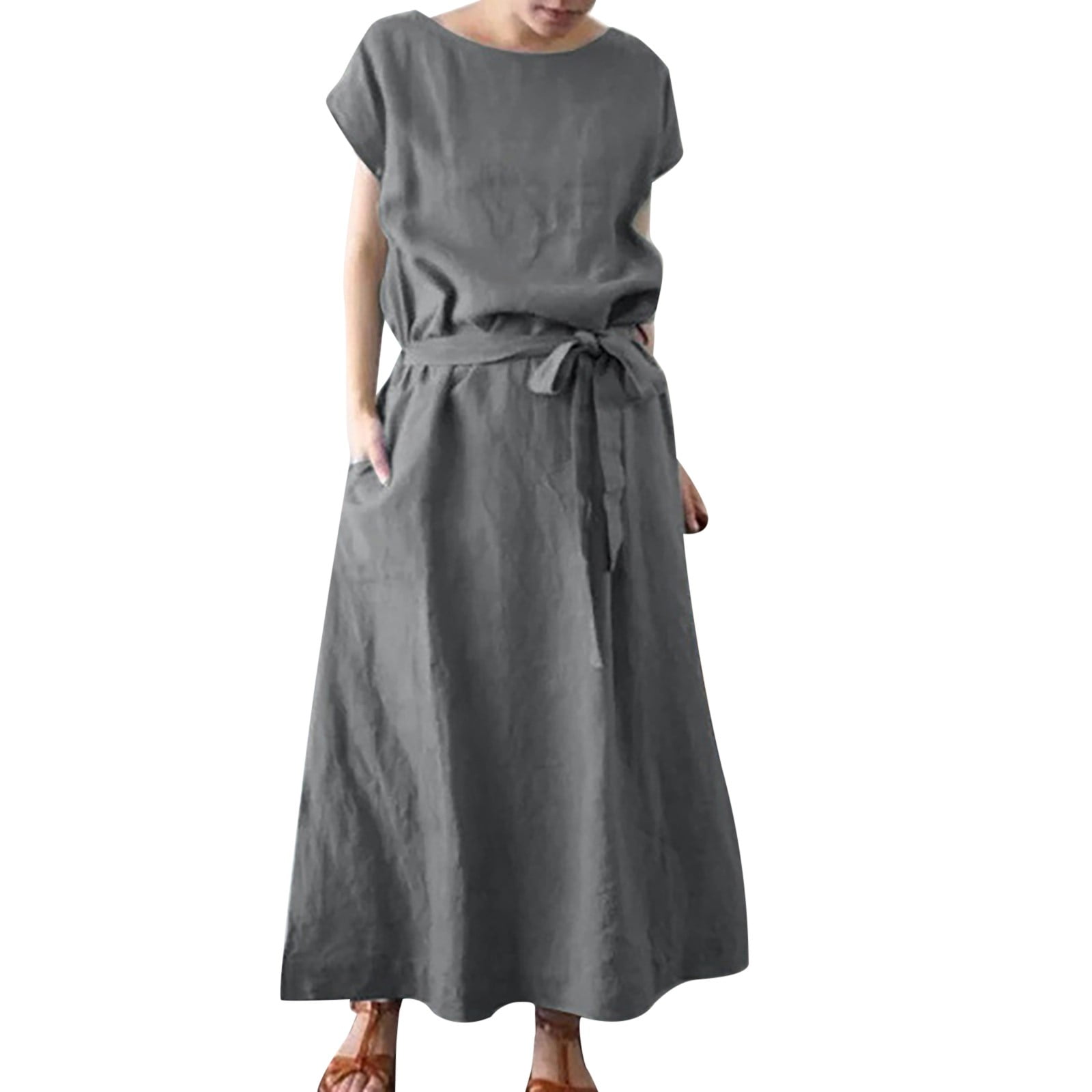 Zszcpp Vacation Dresses For Women 2025 Belt Outdoor Comfortable Simple ...