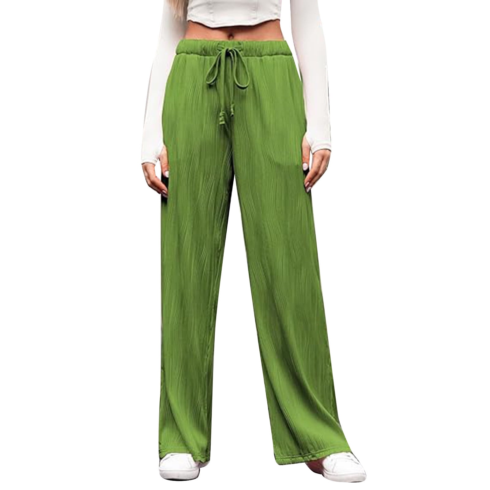 【Swimcity】Lazy days pants Zszcpp Women'S Casual Pants Crinkle Wide Leg Long Elastic