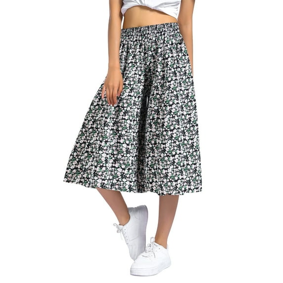 Zszcpp Women'S Casual Pants Vogue Elastic Waist Culottes Thin Wide Leg Plus Size All Matching Trousers Casual Trouser