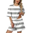 thumbnail image 1 of Zszcpp Womens Pajama Sets Shorts Set Versatile Short Sleeve Brief Style Classic Striped Printted Homewear Sleepwear Pj Clothes Sets, 1 of 8