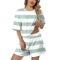 thumbnail image 1 of Zszcpp Womens Pajama Sets Shorts Set Versatile Short Sleeve Brief Style Classic Striped Printted Homewear Sleepwear Pj Clothing Suits, 1 of 8