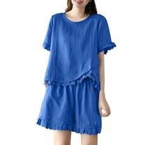Zszcpp Young Adult Outfits Sets Women Shorts Set Linen Short Sleeve Plus Size Relaxed Fit High Waisted Mini Cotton Going Out Outfit Clothing Suits