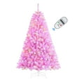 thumbnail image 1 of Ztotop 6.5ft PreLit Premium Artificial Hinged Christmas Tree with Remote Control, Timer and 350 Warm White & Color LED Changing Lights, 970 Fully Branch Tips, Pink, 1 of 7