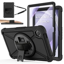 Lmcpa Case for Samsung Galaxy Tab A11 Plus 11" 2025 / A9 Plus 11" 2023, Multi-Functional Cover with 360° Rotate Stand / Screen Protector / Shoulder Strap / Hand Strap, Black