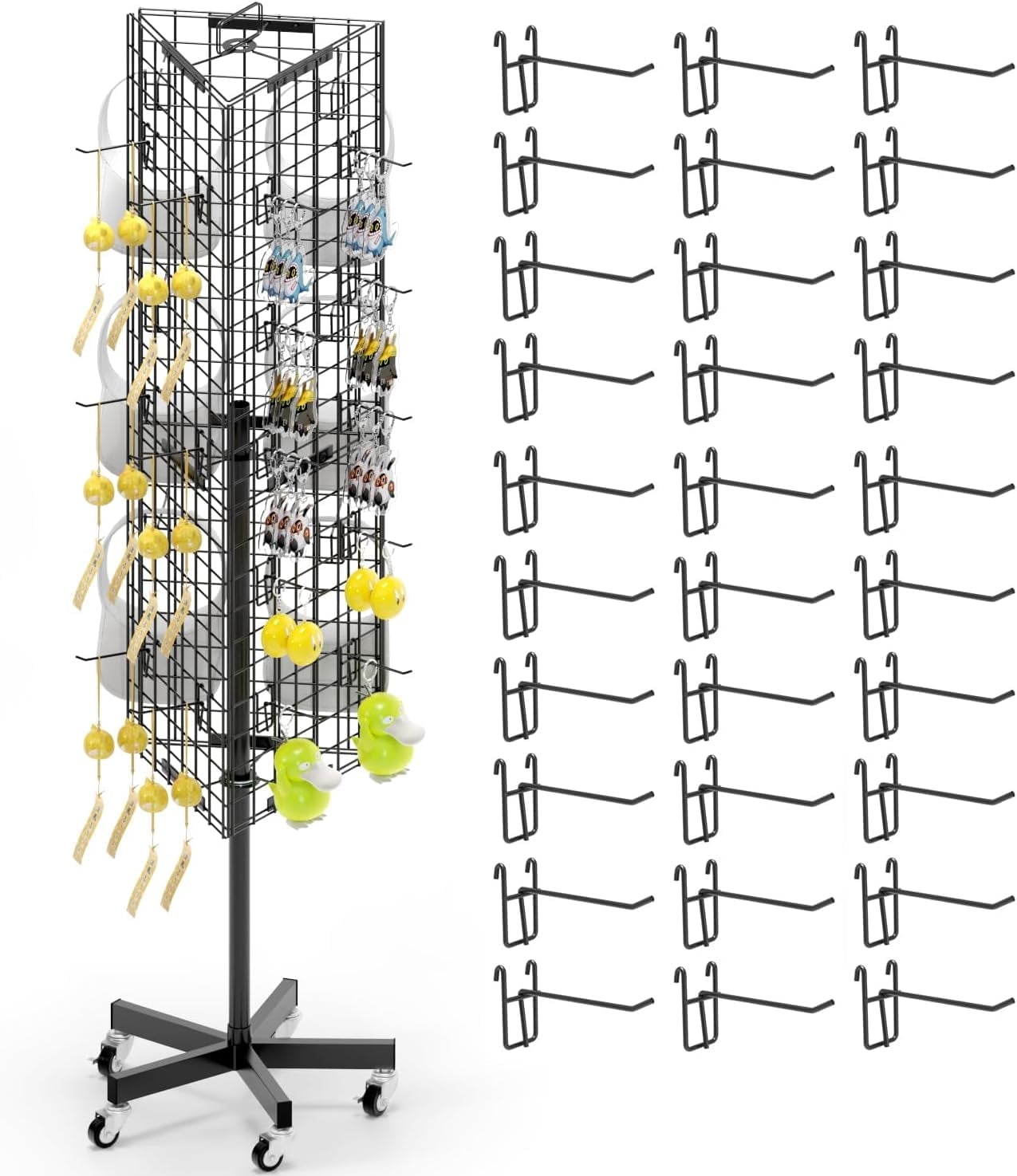 Ztysn 360 Triangular Rotating Display Rack,16“ x 63.3” Grid Wire Panel ...