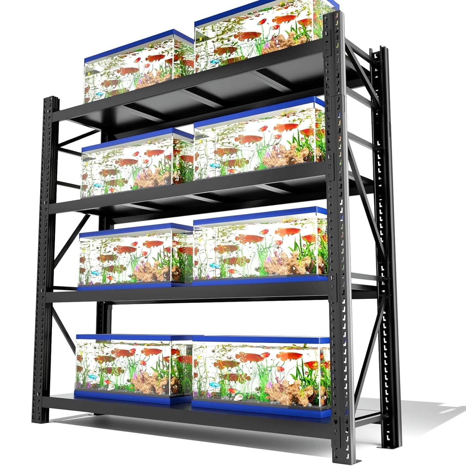 Ztysn Heavy Duty Adjustable 4 Tier Metal Shelving Unit-6.5ft Wide ...