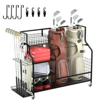 Ztysn Golf Bag Storage Rack Organizer for Garage,Golf Club Holder Extra Large Golf Bag Stand for 2 Golf Bags,Sports Golf Equipment Accessories,Metal/Black