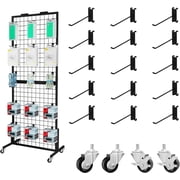 Ztysn Heavy Duty Mobile Display Rack with 15 Hooks,Metal Mesh Panel Vendor Stand for Retail Events Booth,Snack Food & Phone Accessories,Black