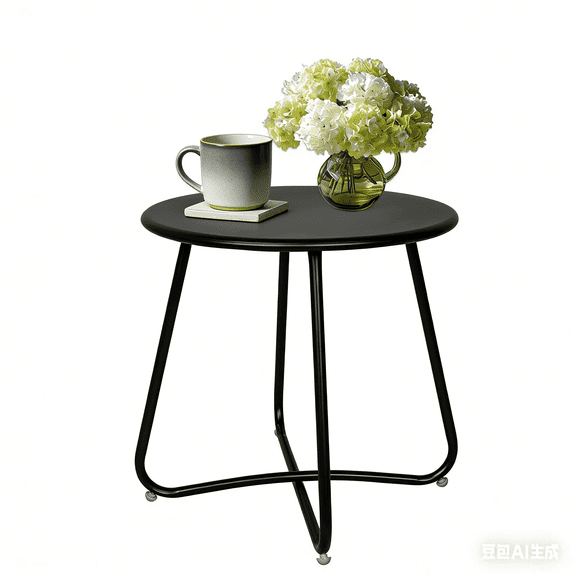 Ztysn Round Side Table-18" Portable Metal End Table with Rust Resistant Finish for Indoor Outdoor Use,Perfect for Living Room,Bedroom,Patio and Balcony,Black