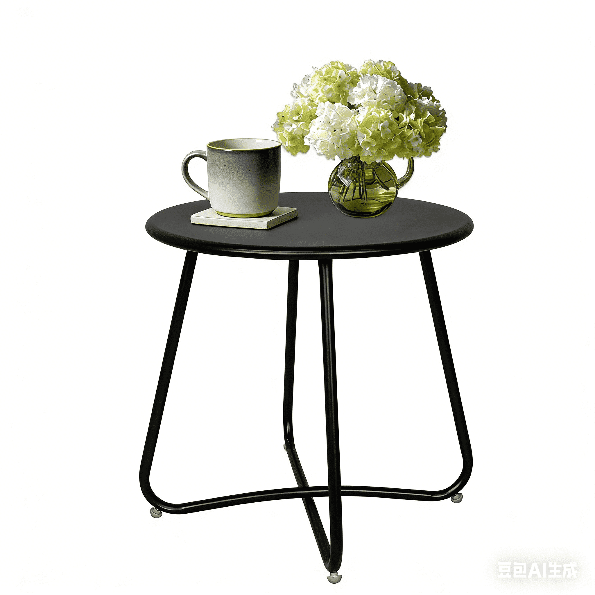 Ztysn 18" Round Side Table Portable Modern Metal End Table for Indoor Outdoor Use,Perfect for Home Living Room,Bedroom,Patio and Balcony,Black