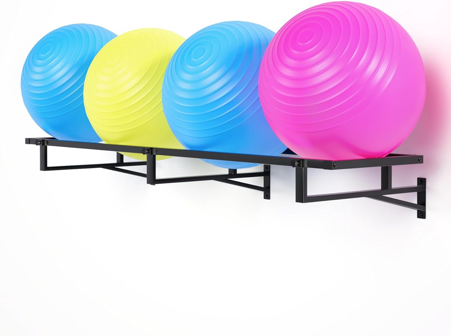 ztysn Wall Mounted Yoga Ball Rack Holder, 2.1m Heavy-Duty Metal ...