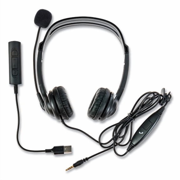 ZuM3500 Binaural Over The Head USB Headset, Black | Bundle of 2