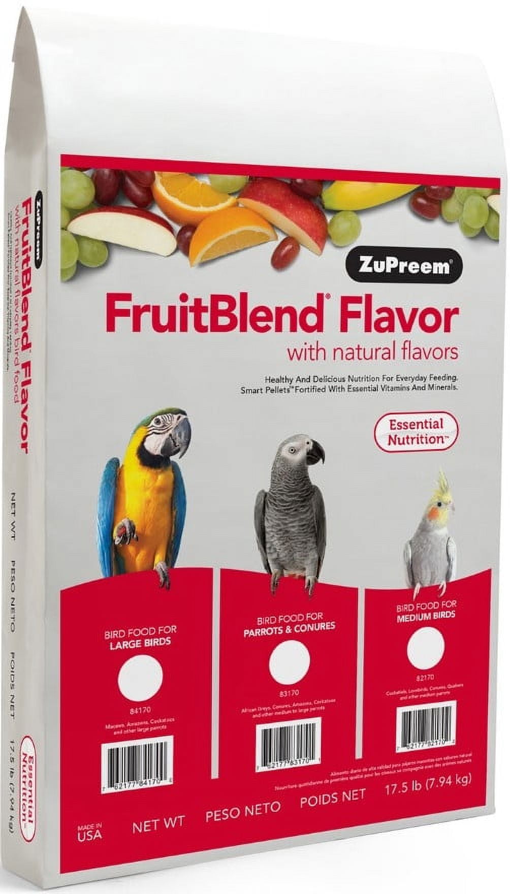 ZuPreem FruitBlend Flavor Pellets Bird Daily Blend Food for Large Birds