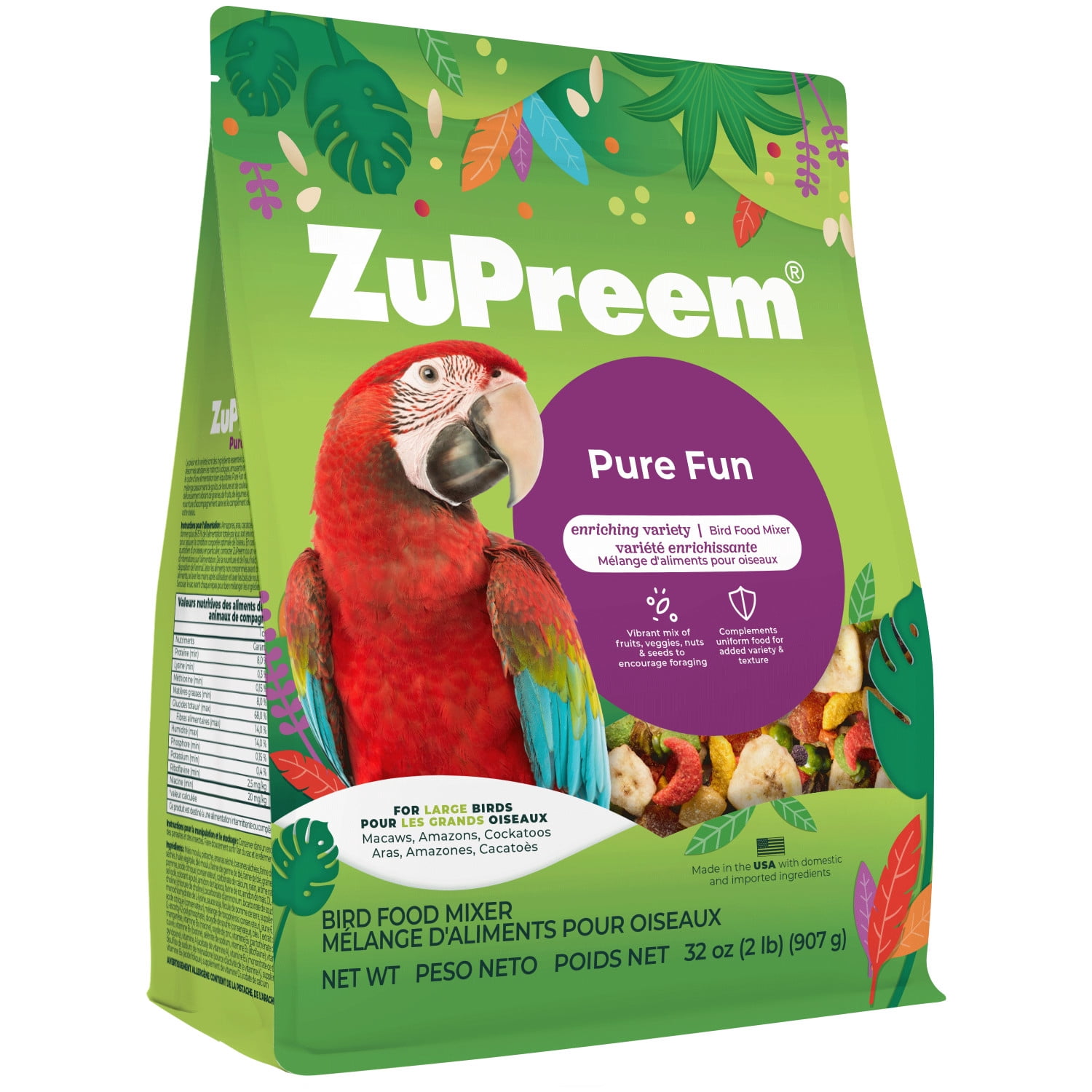 ZuPreem FruitBlend Flavor Bird Food with Natural Flavors for Parrots & Conures