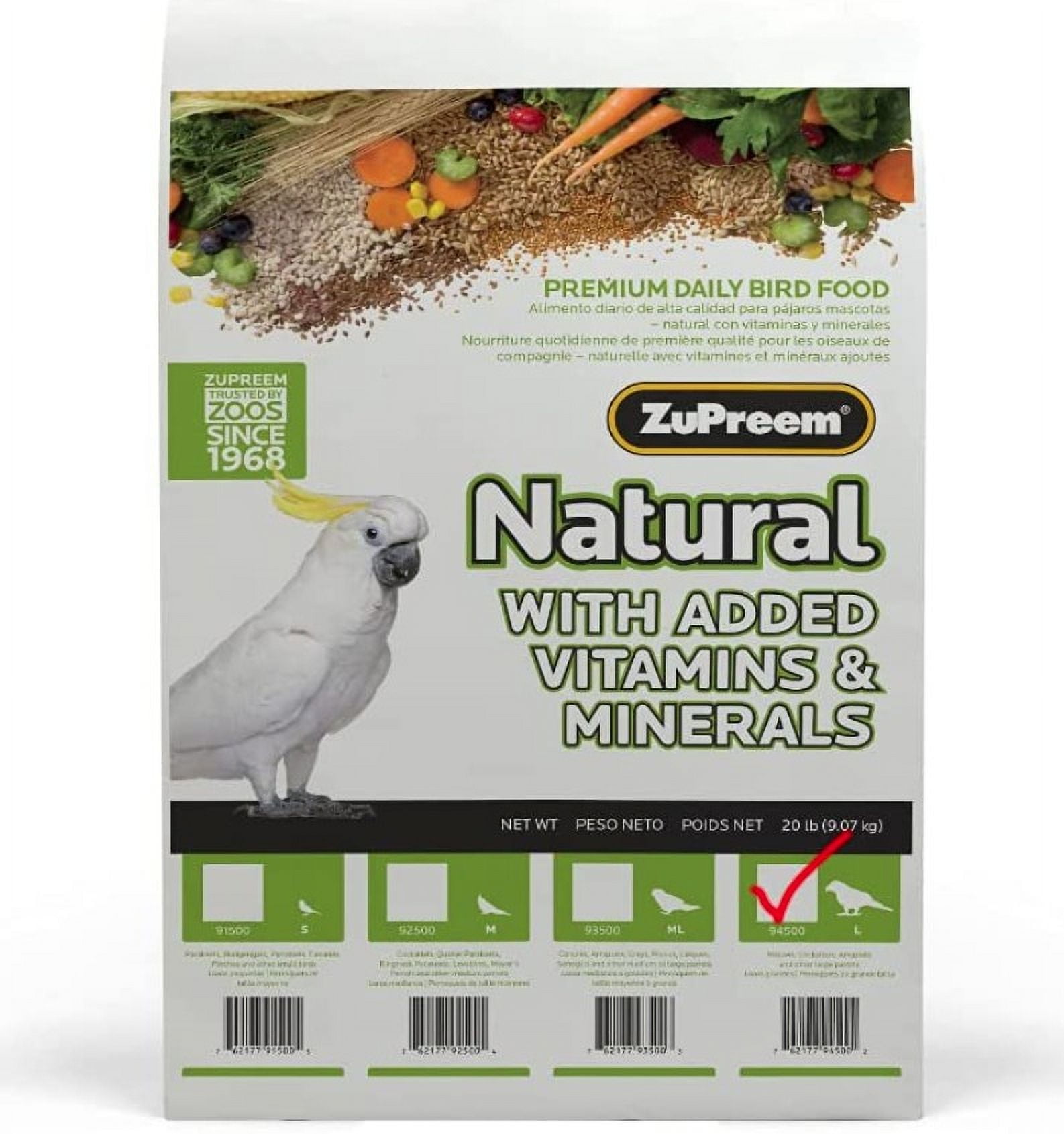 ZuPreem Natural with Added Vitamins, Minerals, Amino Acids Bird Food