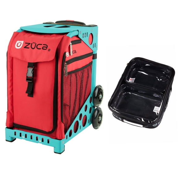 Zuca 18" Sport Bag - Chili with 1 Large and 2 Mini Utility Pouches (Turquoise Frame)