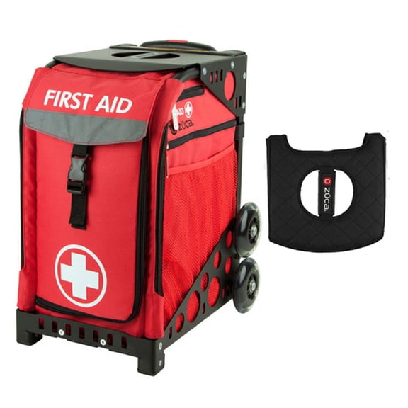 Zuca 18" Sport Bag - First Aid with Black/Pink Seat Cover (Black Non-Flashing Frame)