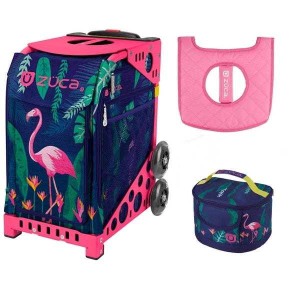 Zuca 18" Sport Bag - Flamingo with Lunchbox and Seat Cover (Pink Frame)