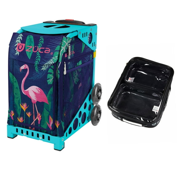 Zuca 18" Sport Bag - Flamingo with One Large and Two Mini Utility Pouches (Turquoise Frame)