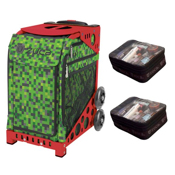 Zuca 18" Sport Bag - Green Screen with 2 Small Utility Pouch (Red Frame)