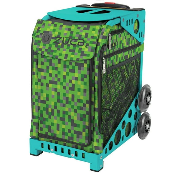 Zuca 18" Sport Bag - Green Screen with Flashing Wheels (Turquoise Frame)