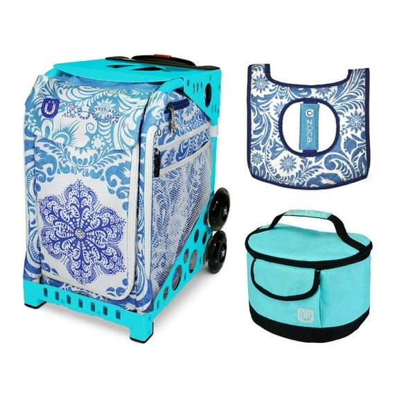 Zuca 18" Sport Bag - Ice Garden with Seat Cover and Lunchbox (Turquoise Frame)