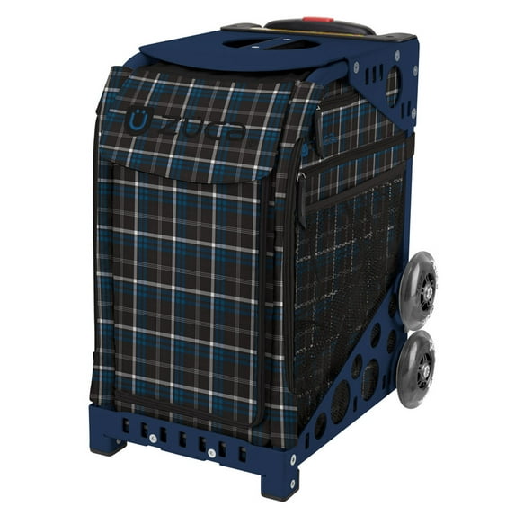 Zuca 18" Sport Bag - Imperial Plaid with Flashing Wheels (Navy Frame)