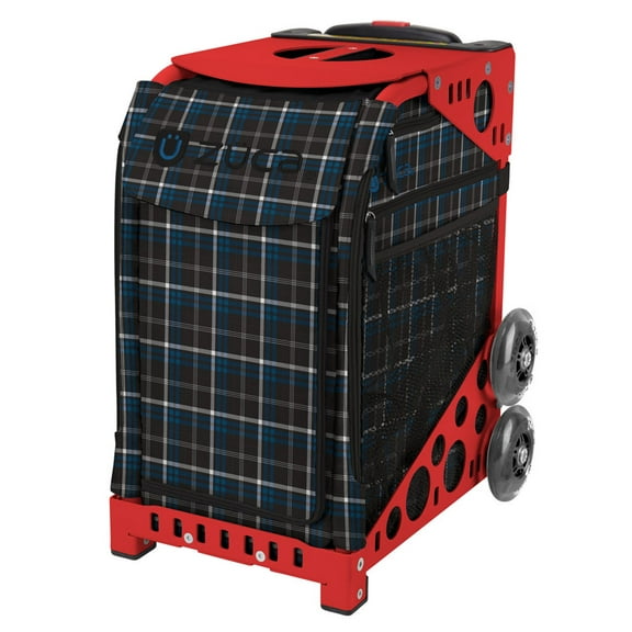 Zuca 18" Sport Bag - Imperial Plaid with Flashing Wheels (Red Frame)