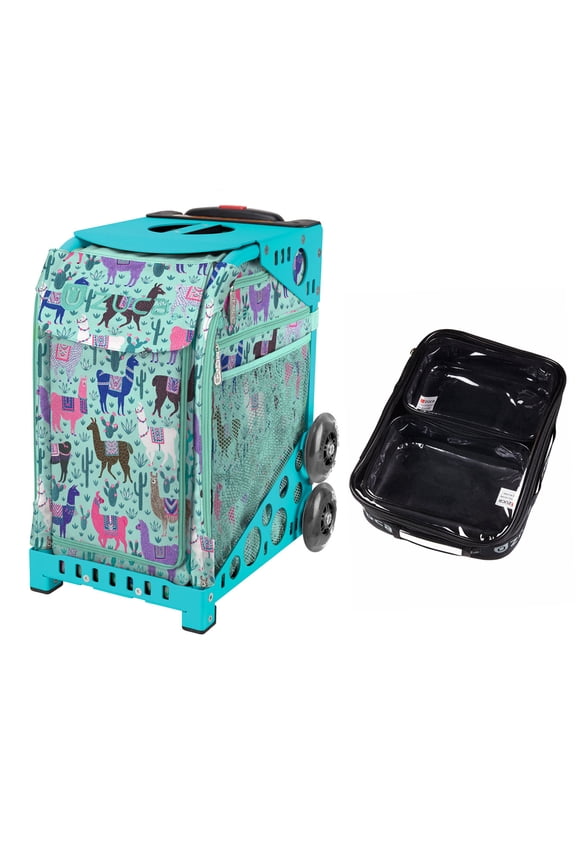 18" Sport Bag - Llama Rama with 1 Large and 2 Mini Utility Pouches (Turquoise Frame)