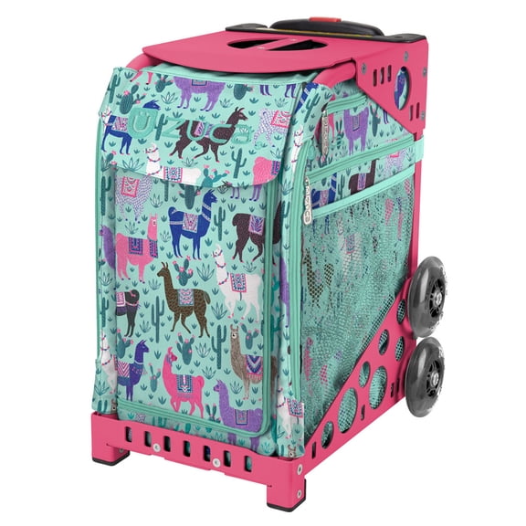 Zuca 18" Sport Bag - Llama Rama with Flashing Wheels (Pink Frame)