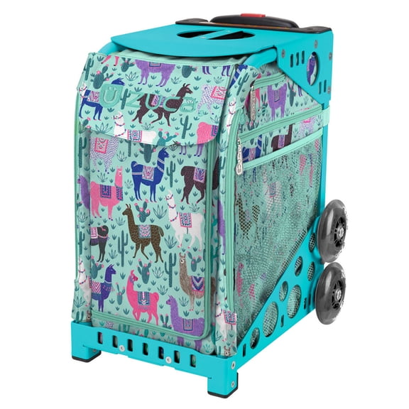 Zuca 18" Sport Bag - Llama Rama with Flashing Wheels (Turquoise Frame)
