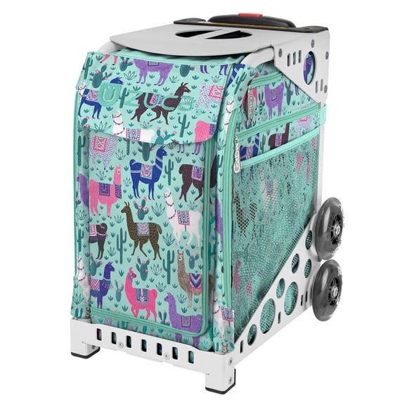 Zuca 18" Sport Bag - Llama Rama with Flashing Wheels (White Frame)