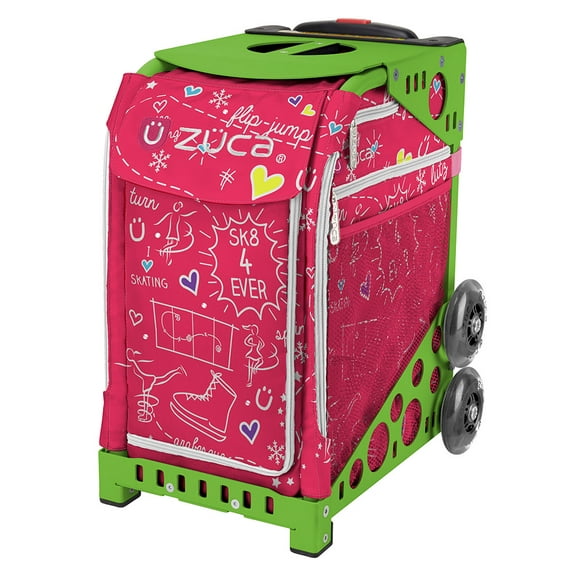 Zuca 18" Sport Bag - Pink SK8 with Flashing Wheels (Green Frame)