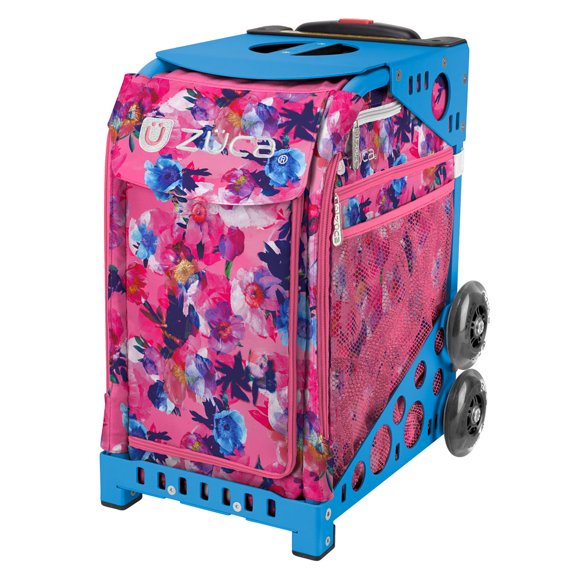 Zuca 18" Sport Bag - Romantic Botanic with Flashing Wheels (Blue Frame)