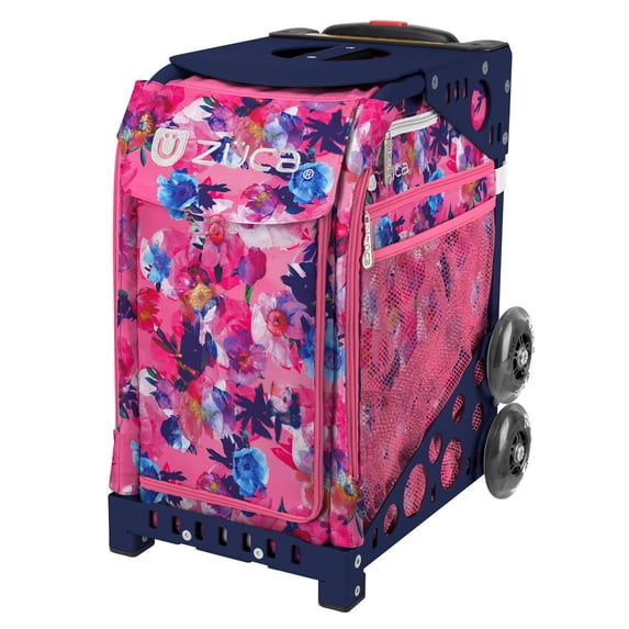 Zuca 18" Sport Bag - Romantic Botanic with Flashing Wheels (Navy Frame)