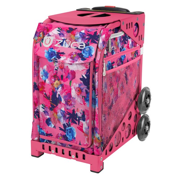 Zuca 18" Sport Bag - Romantic Botanic with Flashing Wheels (Pink Frame)