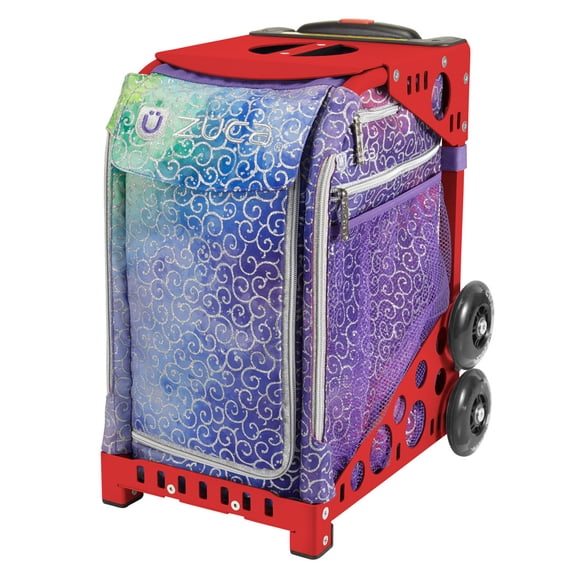 Zuca 18" Sport Bag - Sparkle 'n Swirlz with Flashing Wheels (Red Frame)