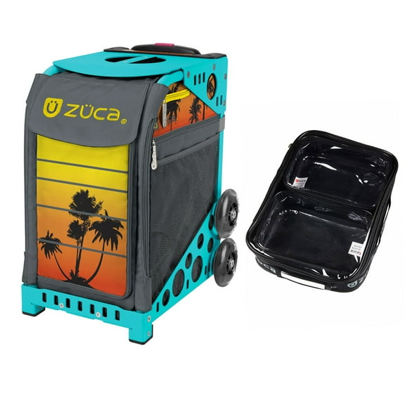 Zuca 18" Sport Bag - Tropical Sunset with 1 Large and 2 Mini Utility Pouches (Turquoise Frame)