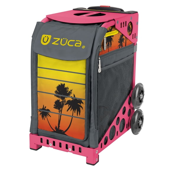 Zuca 18" Sport Bag - Tropical Sunset with Flashing Wheels (Pink Frame)