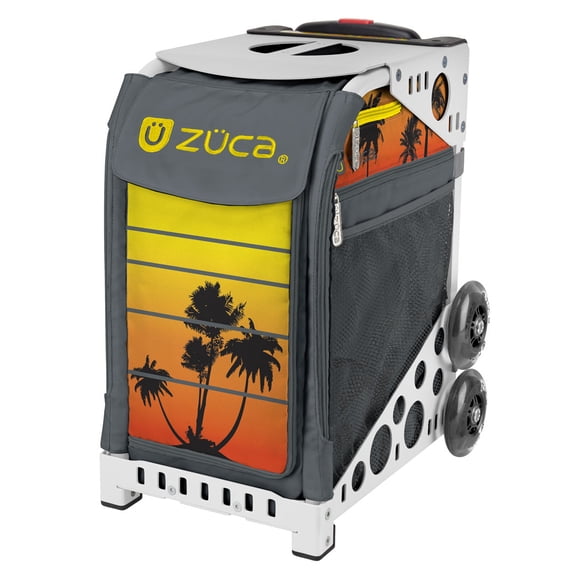Zuca 18" Sport Bag - Tropical Sunset with Flashing Wheels (White Frame)