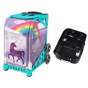 Zuca 18" Sport Bag - Unicorn 2 with Flashing Wheels, 1 Large and 2 Mini Utility Pouches Turquoise Frame