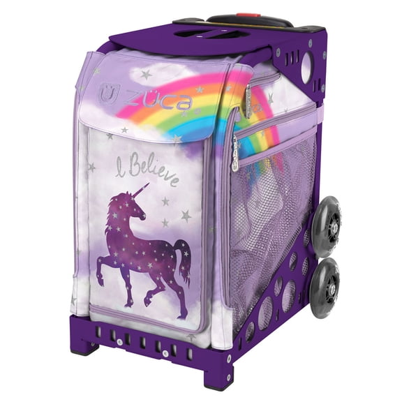 Zuca 18" Sport Bag - (Unicorn 2) with Flashing Wheels (Purple Frame)