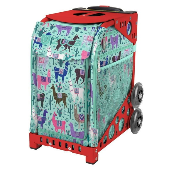 Zuca Llama Rama Sport Insert Bag and Red Frame with Flashing Wheels
