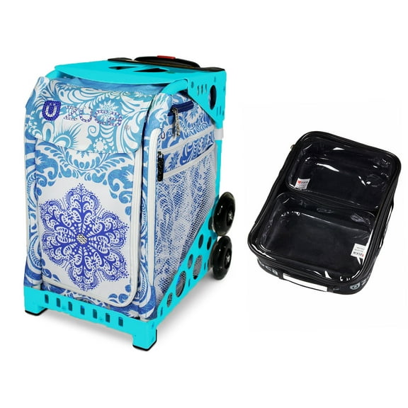 Zuca Sport Bag - Ice Garden with Gift One Large and Two Mini Utility Pouches (Turquoise Frame)
