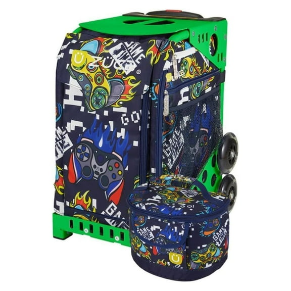Zuca Sport Frame for Sport Insert Bags (Green) Bundle with Removable Insert Gaming Bags and Matching Lunchbox with Water-Resistant 600D Polyester (2 Items)